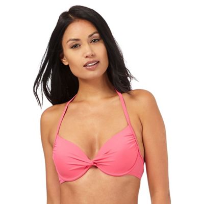 Beach Collection Pink twist knot bikini top